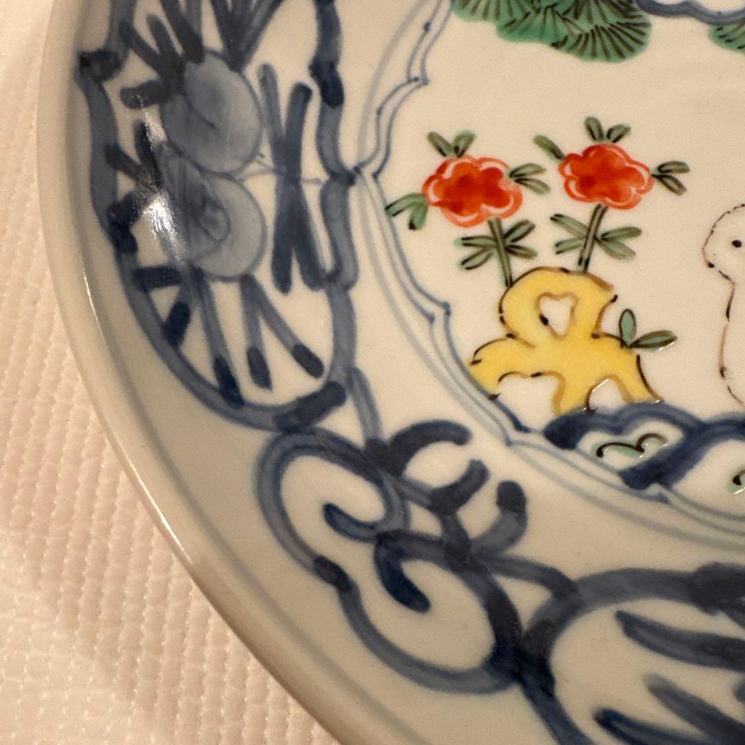 堀畑蘭 6寸深皿 松と白犬