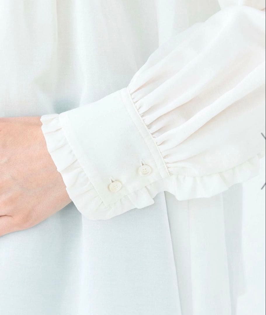 セール！Ballsey コットンシルクサテン ピンタックフリルブラウス