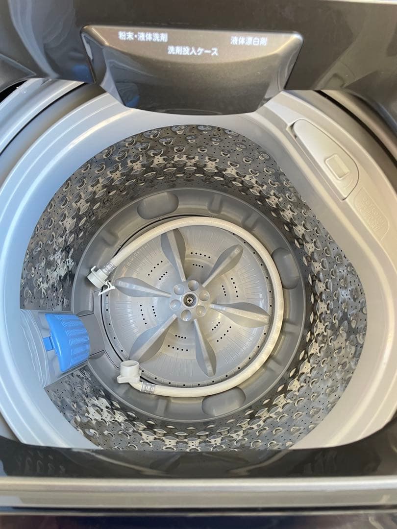 818 コンフィー ガラストップおしゃれブラック7kg洗濯機 風乾燥機能付き