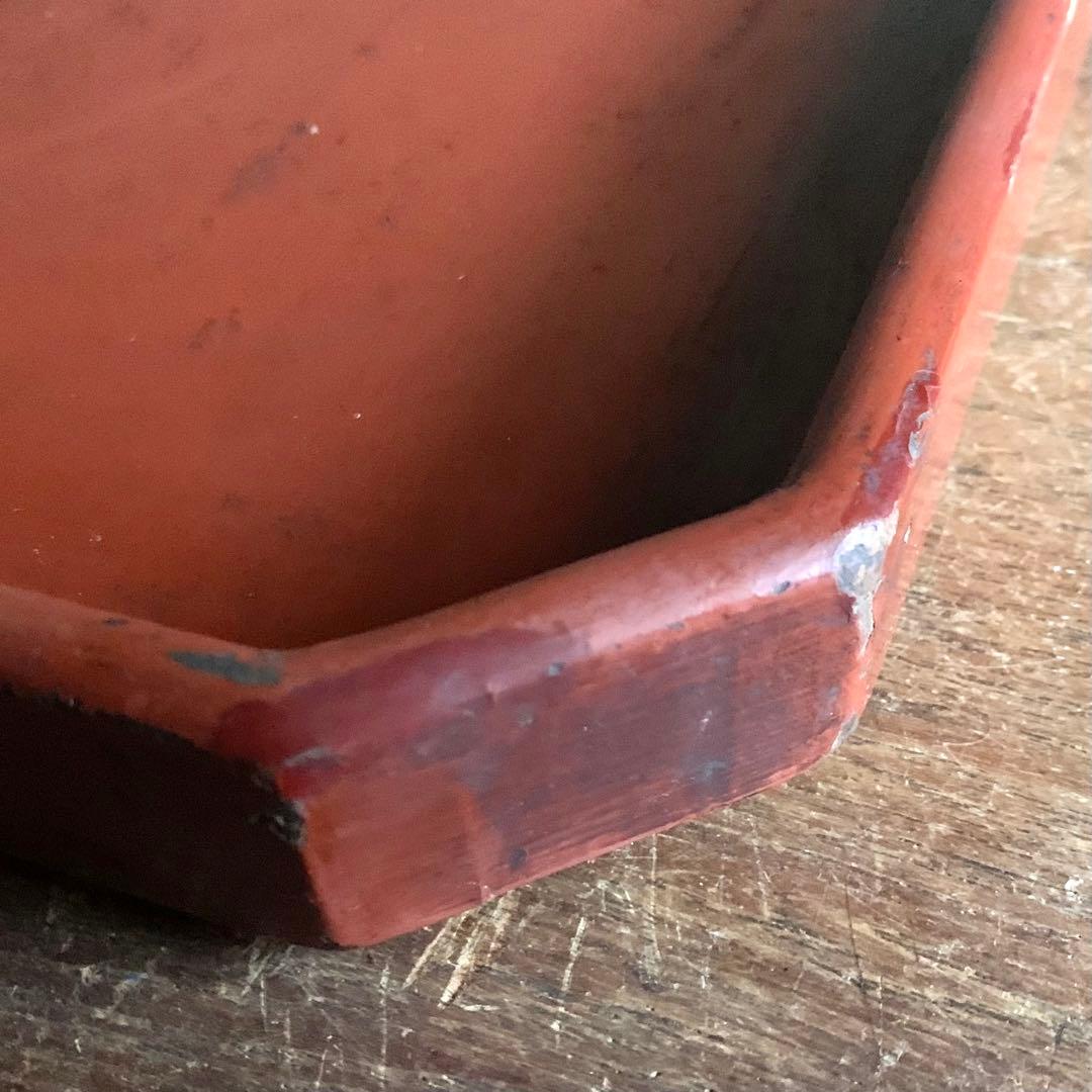 隅切 折敷 朱塗り 盆 古美術 古道具 アンティーク 盆 折敷盆