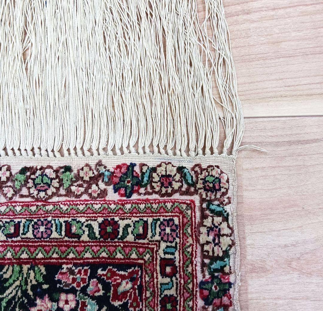 専用 Y3048 中国シルク絨毯 シルク100% 手織り300段 117×74㎝