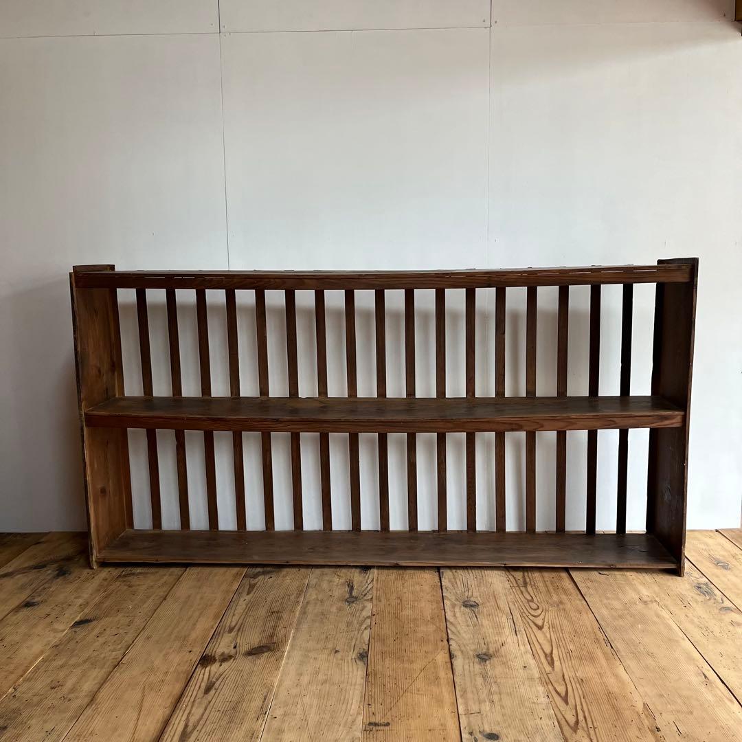 アンティーク オープンラック 大型 木製 無垢材 本棚 食器棚