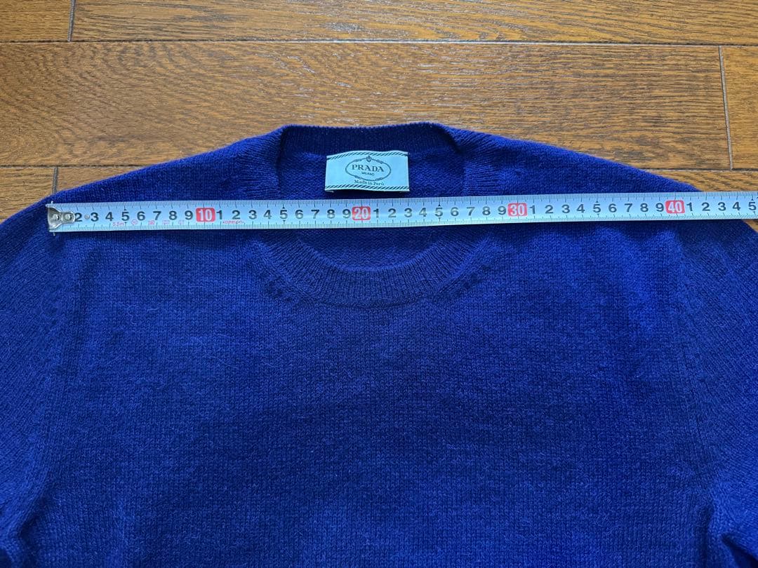 PRADA アルパカ クルーネックニット ブルー サイズ46