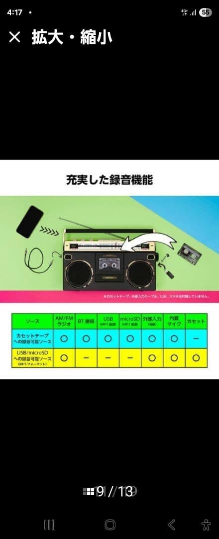 最終値段明日迄出品‼️最安値です。新品　昭和レトロなカセットデッキ SCRーB7