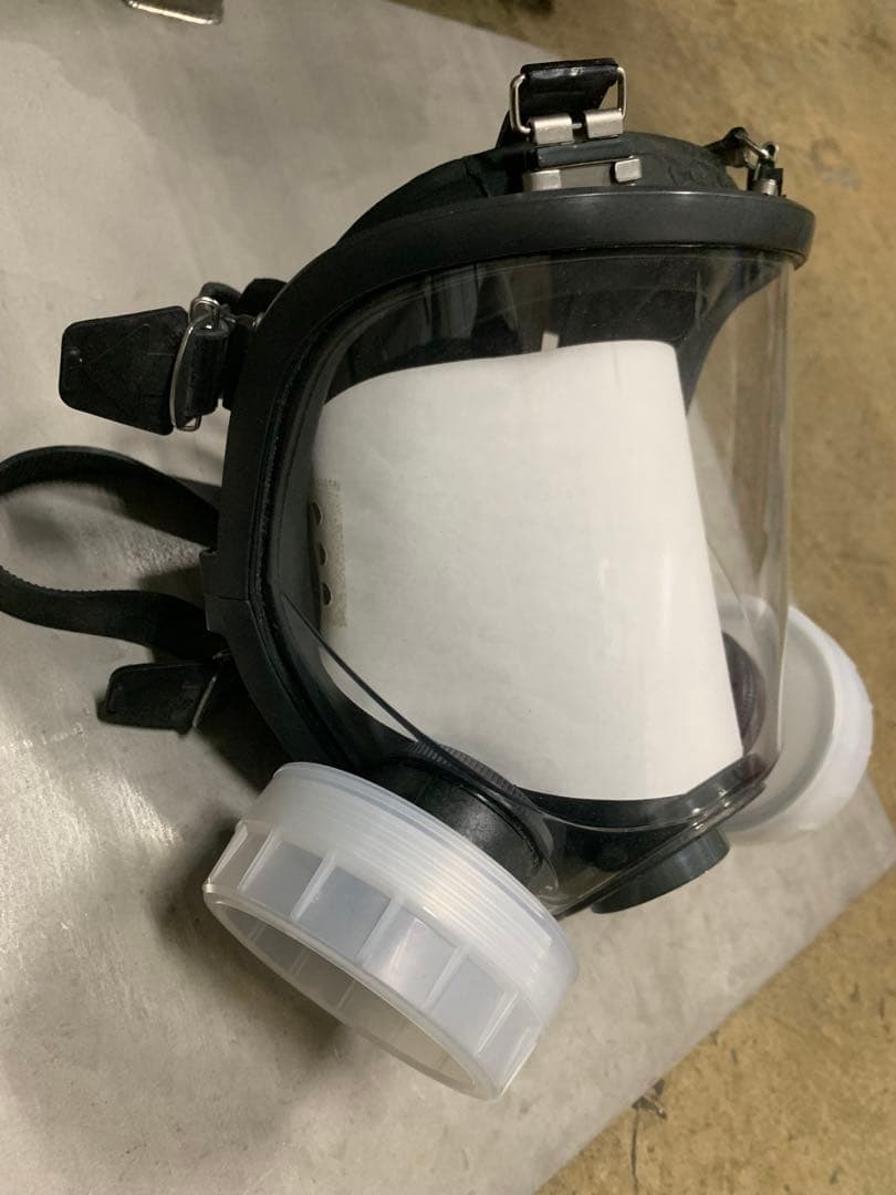 新品 シゲマツ直結式小型防毒マスクGM165（新品吸収缶2個付き）Mサイズ