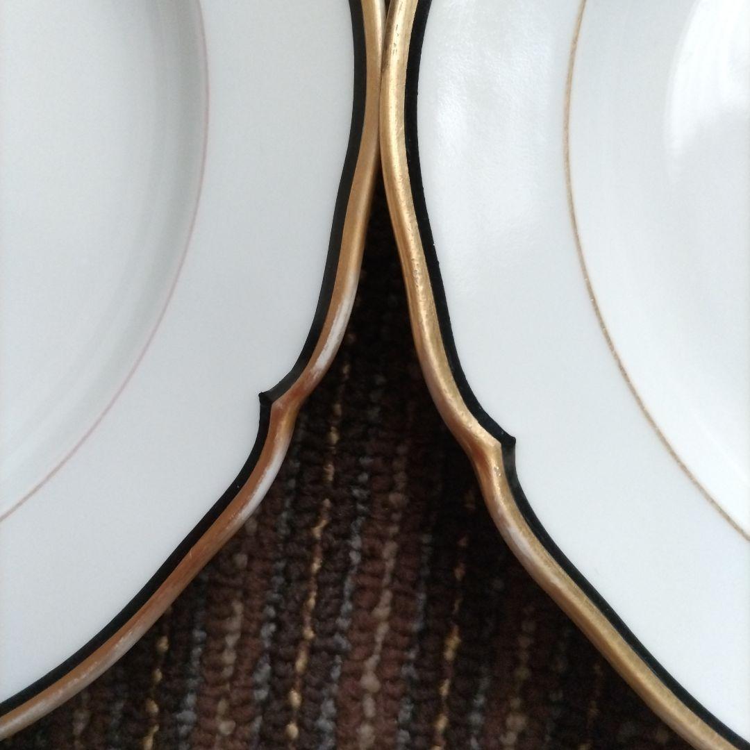 ドイツ　KPM　ベルリン王立磁器製陶所　花リム　金彩濃紺ライン　ケーキ皿２枚