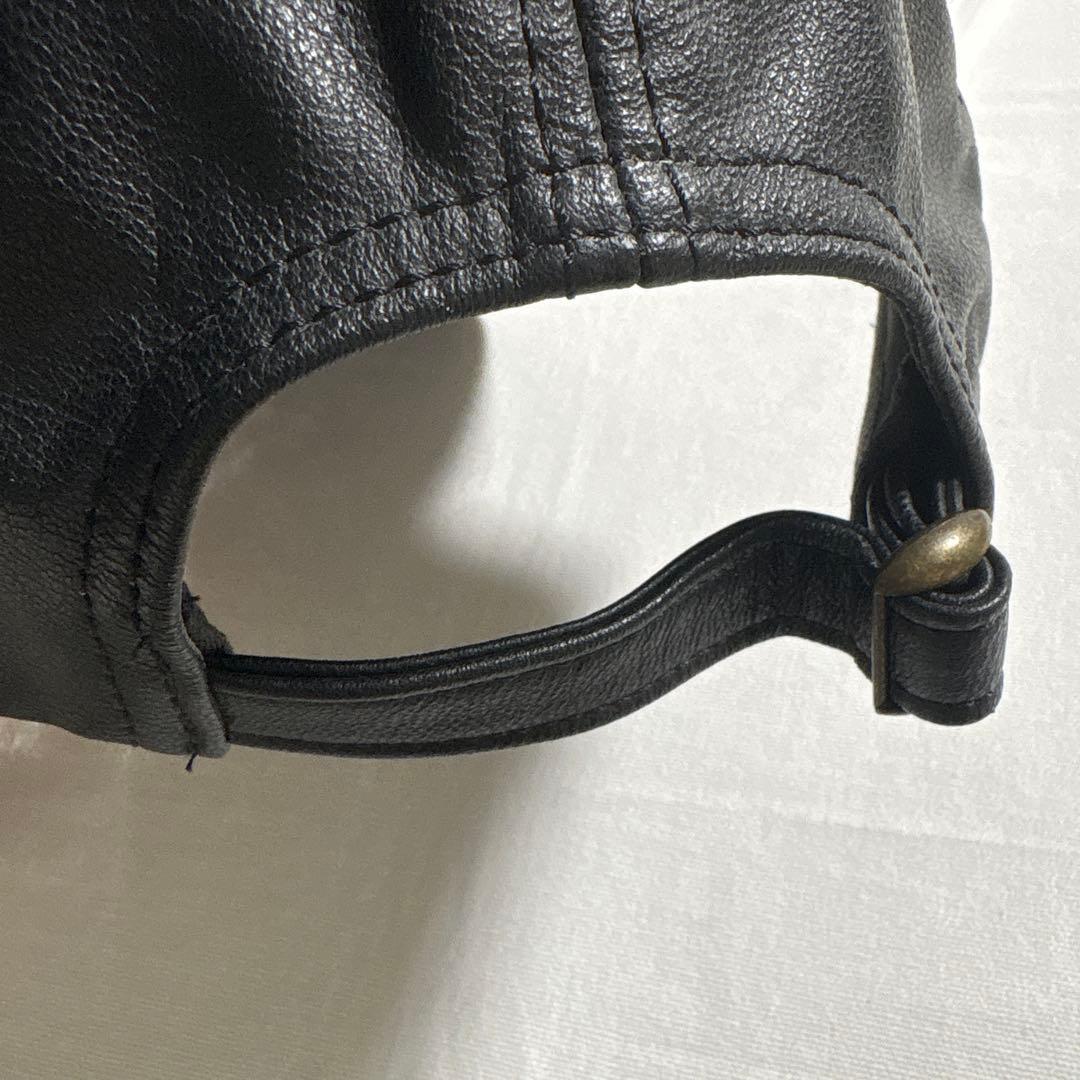 美品 希少品 CHAPS Ralph Lauren オールレザー キャップ 羊革