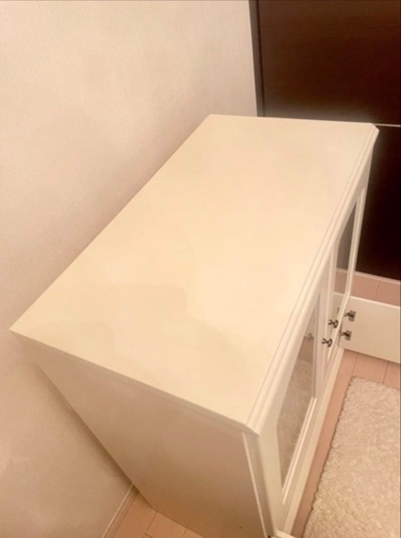 【アンティーク】ガラスキャビネット　ディスプレイ　白　オフホワイト　サロン　展示