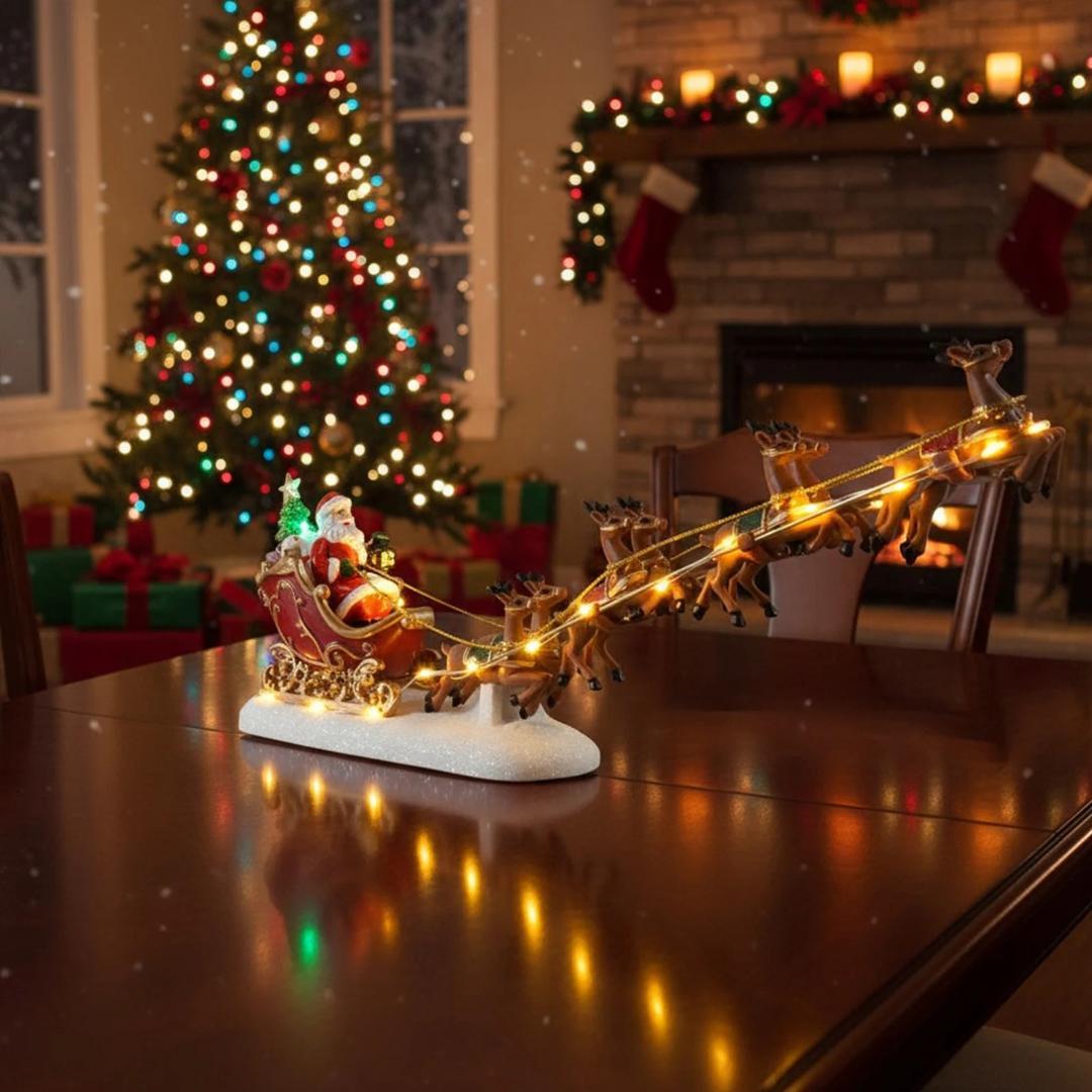 サンタさんと、まさに飛ぼうとしてるトナカイ クリスマス オルゴール