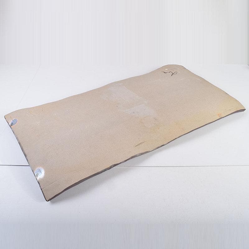 益子焼　堀越美紀作　自然釉　秋桜文　長皿　共箱　N　8681D