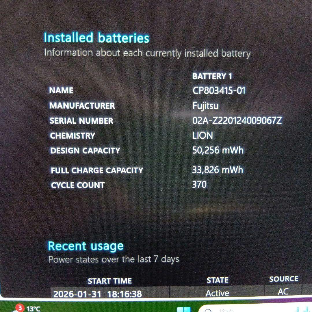 B③ 富士通　ＦＭＶＵ34014　U9311/F