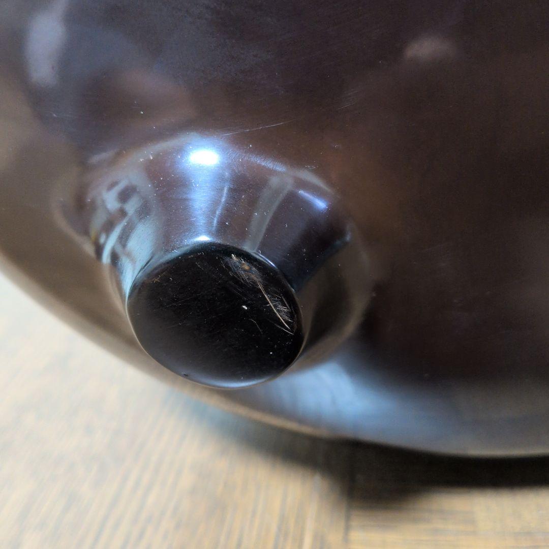 茶道具 面取風炉 唐銅 茶色 丸型