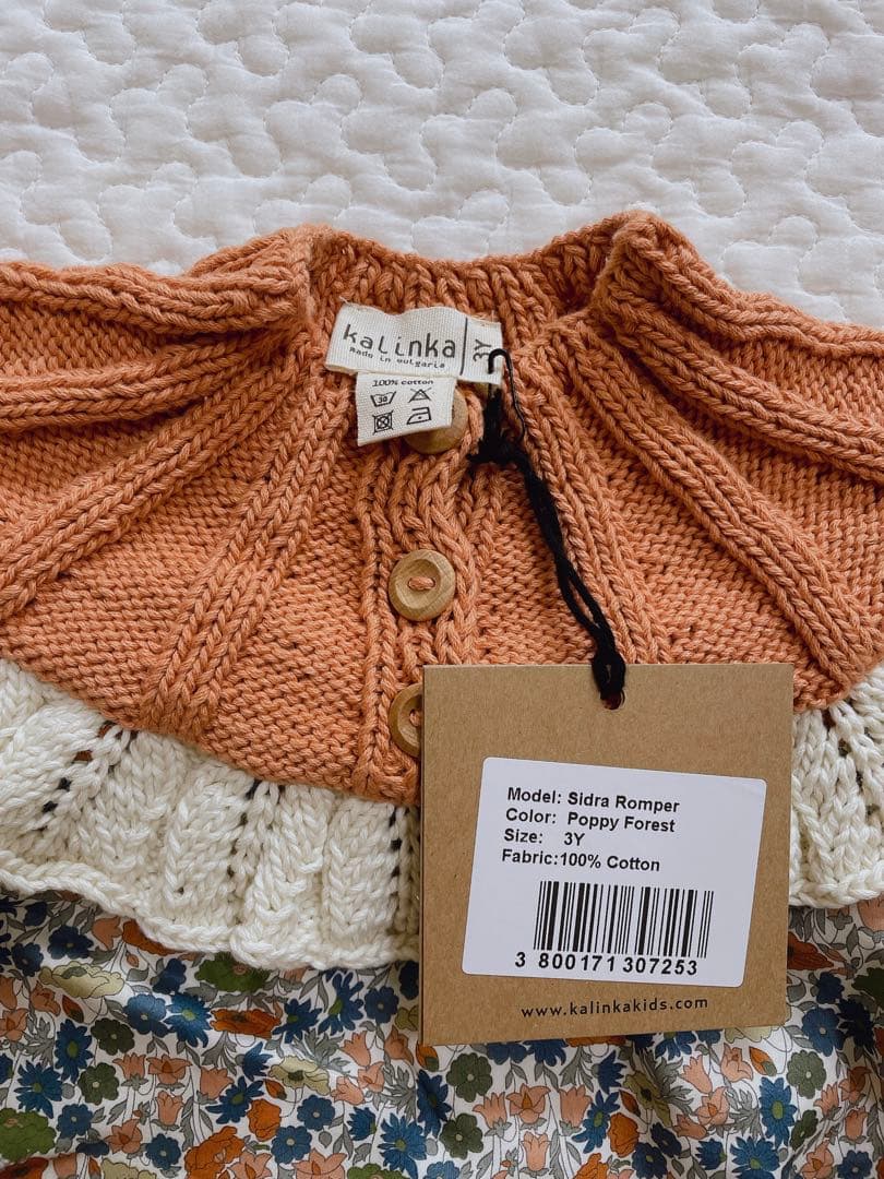 カリンカキッズ　ロンパース　リバティ　3y 90 100