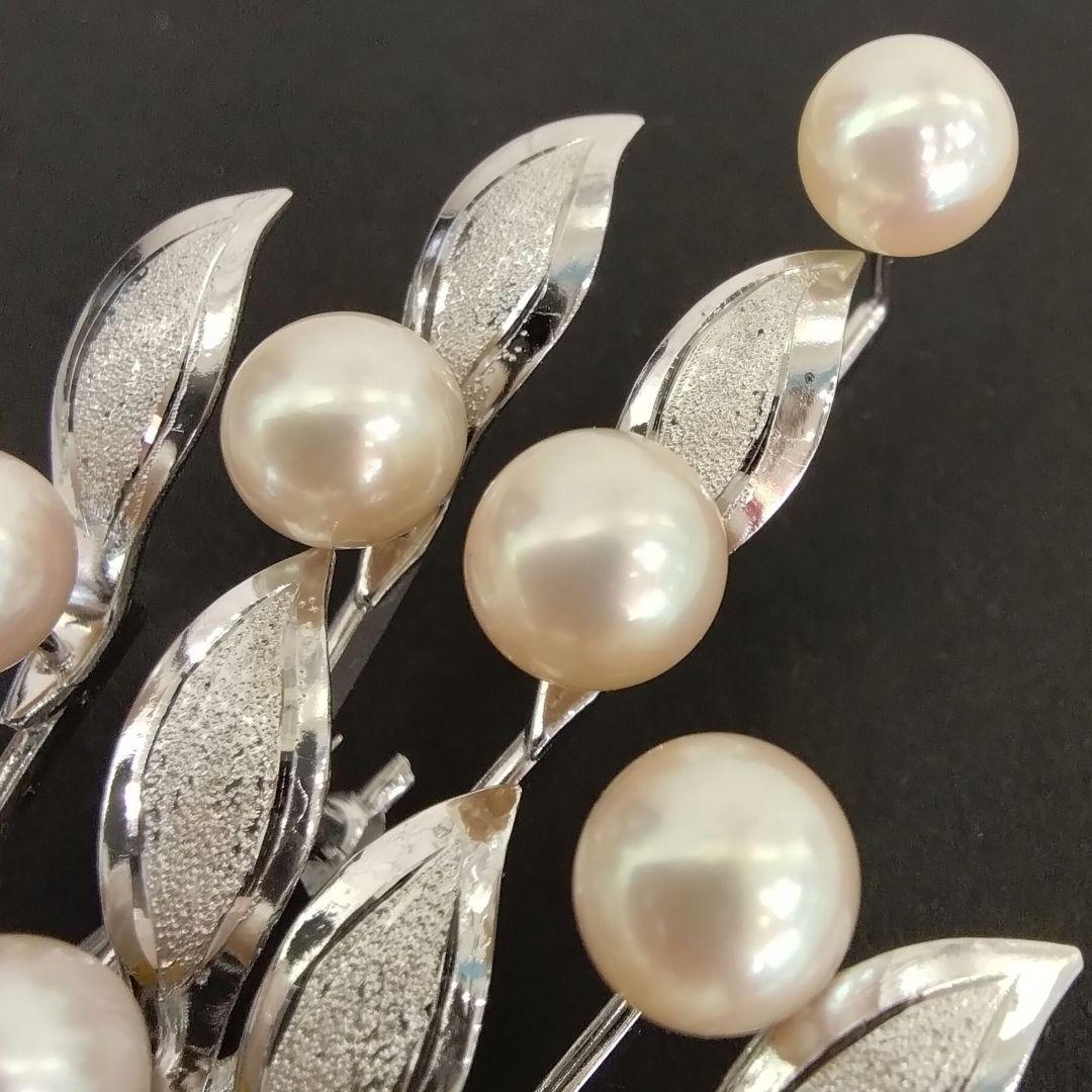 SVあこや真珠ブローチ　大きめブローチ　　中古品