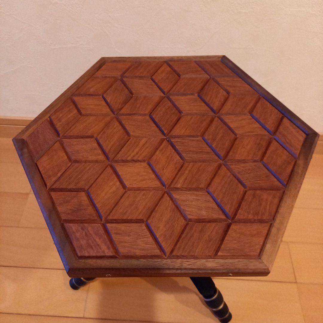 三脚テーブル天板　天然無垢　花梨×ウォルナット②