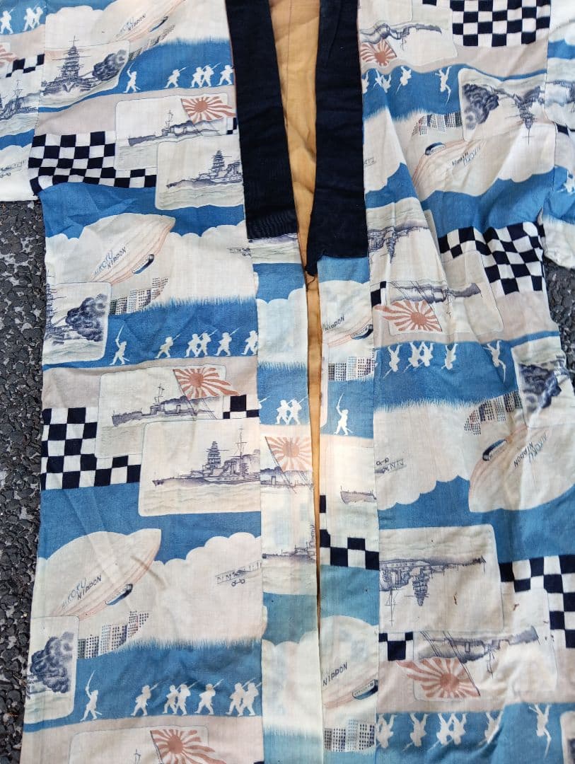 ⭐*⭐様 戦争柄 　着物　　旭日旗　軍艦　　 古布
