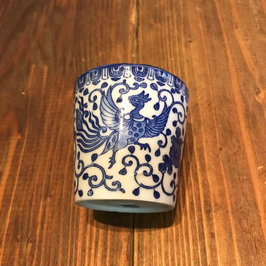 美品　染め付け　鳳凰　唐草　蕎麦猪口　そば猪口　時代物　絵柄が素敵な