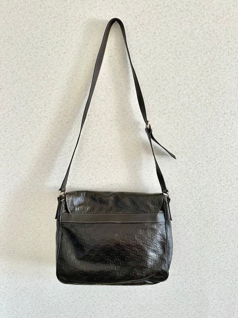 グッチシマ　メンズ　斜めかけバッグ　ダークブラウン