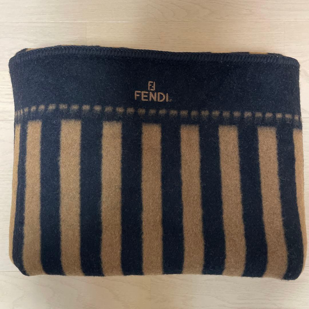 FENDI フェンディ 毛布 ストライプ ブラウン✖️ブラック ウール