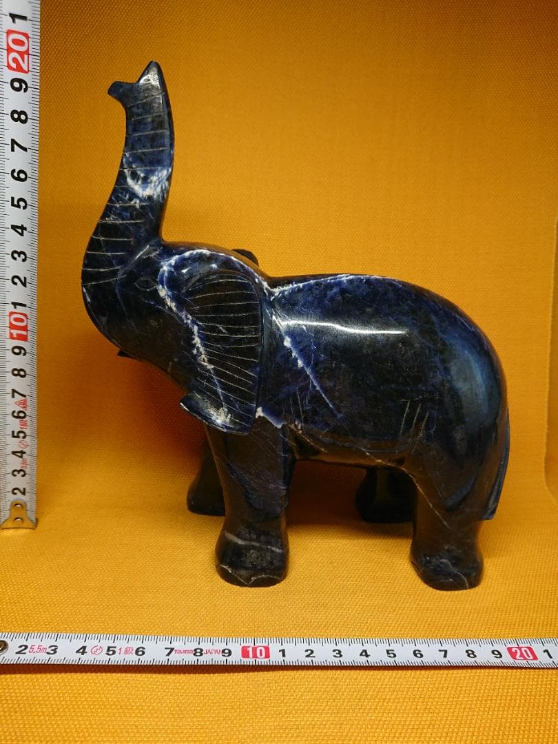 【美品】象　彫刻　天然石　オブジェ　置物　インテリア　工芸品　美術品　A1262