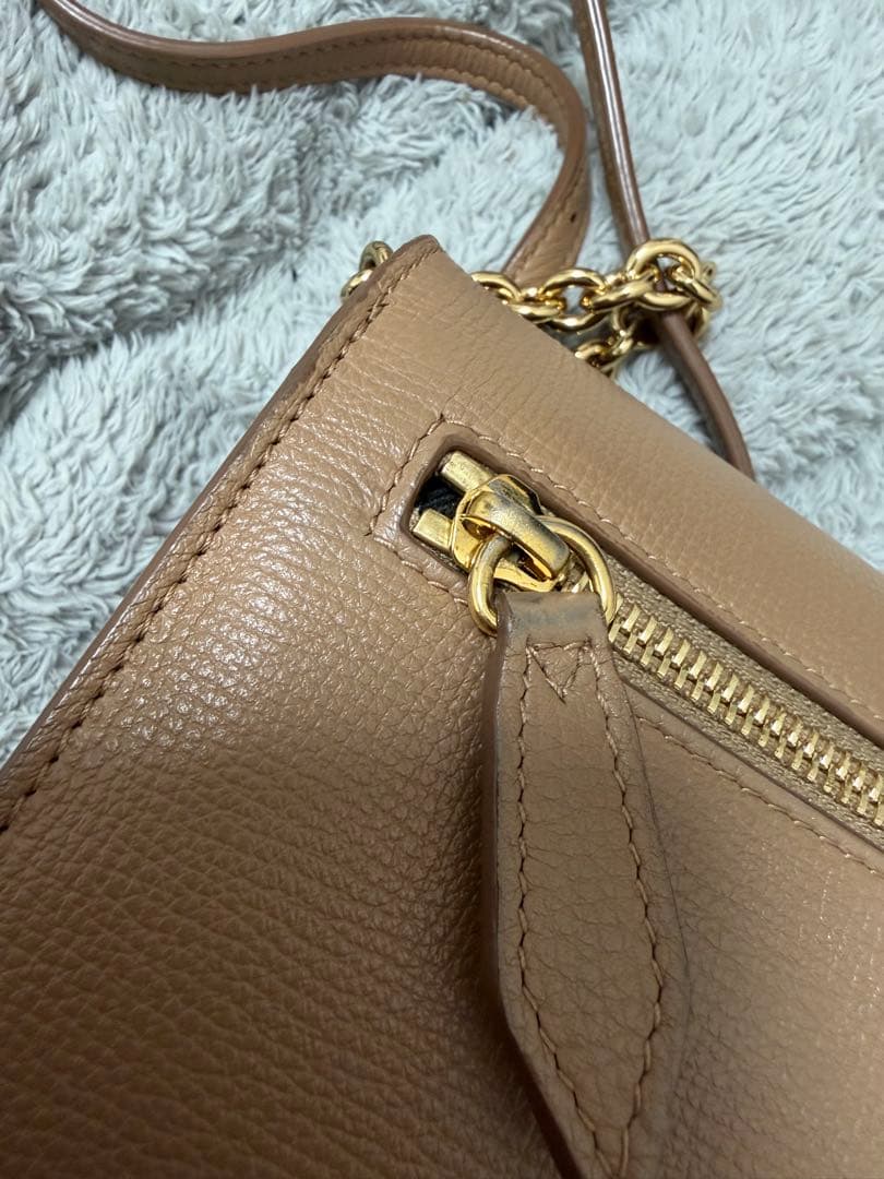 BURBERRY ショルダー ベージュ チェック レザー