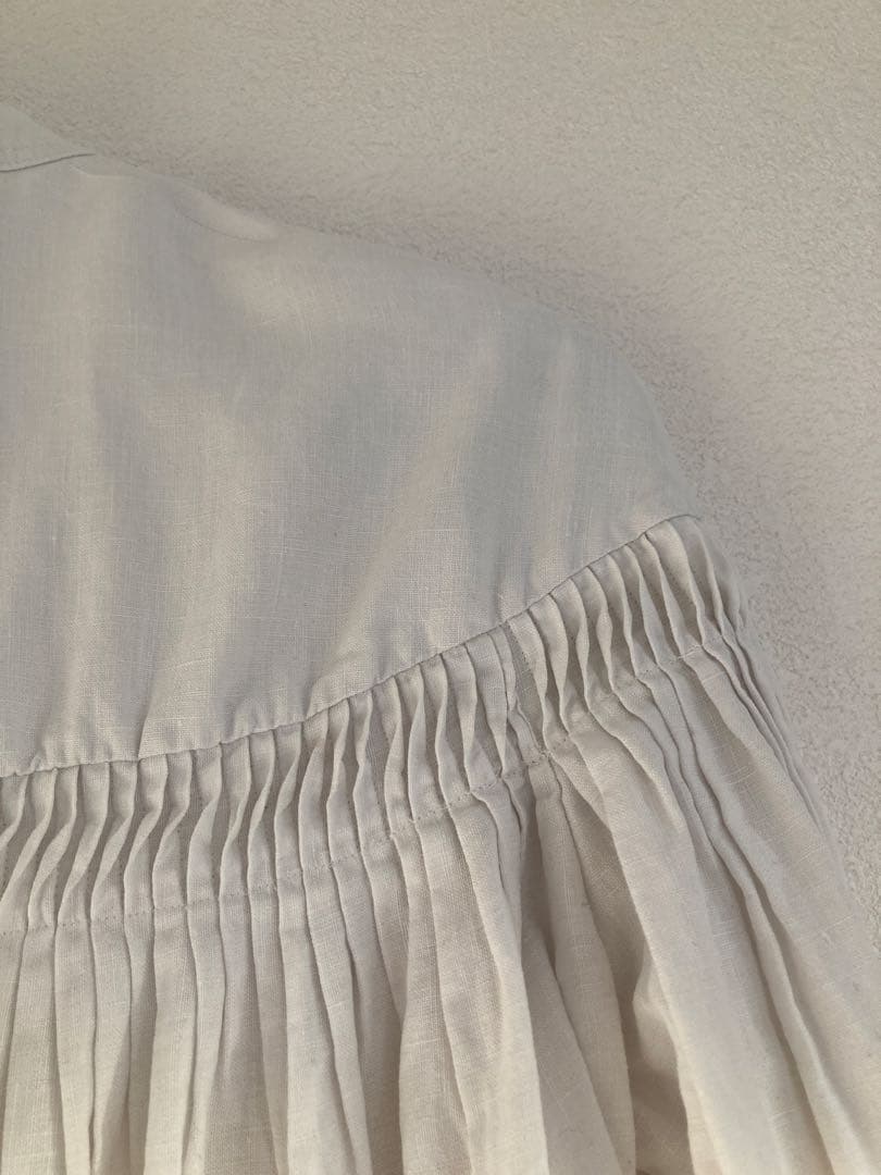 【最終価格】scye サイ リネン ピンクタックブラウス 36 ホワイト