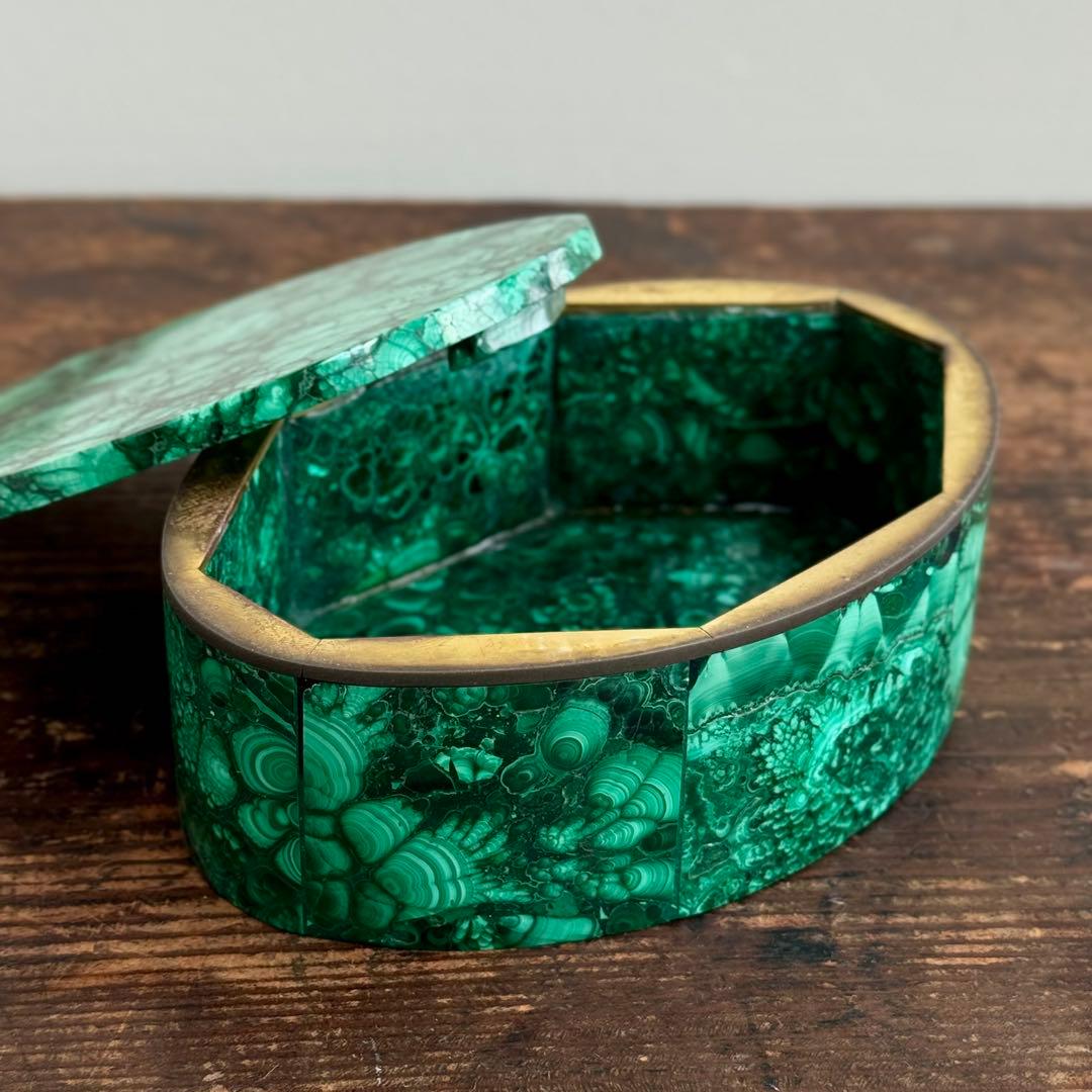 マラカイト 天然石 ジュエリーボックス｜鉱石小箱 小物入れ 蓋付き