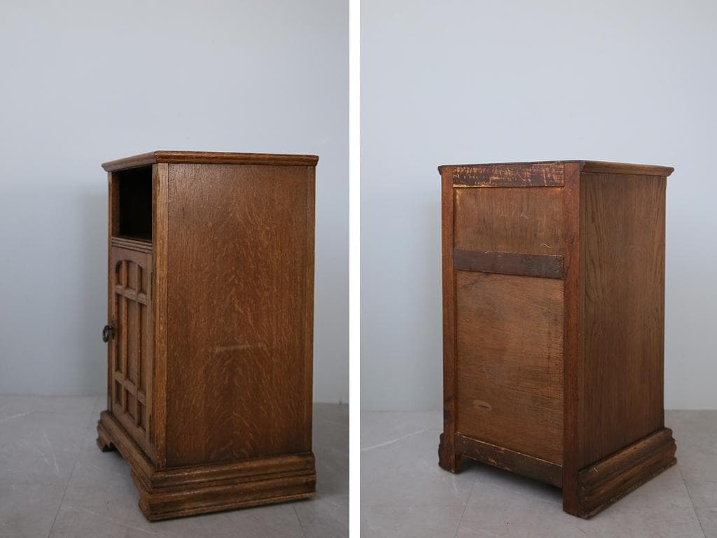 英国アンティーク木製ベッドサイドキャビネット/机/ナイトテーブル(92-106)