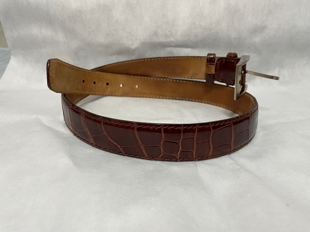 VACCARI　ヴァッカーリ　クロコダイル　クロコ　ベルト　ミディアムブラウン