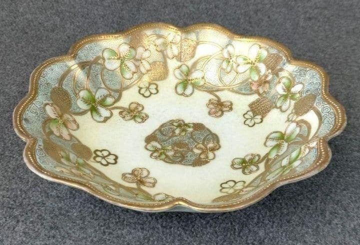 美品★オールドノリタケ クローバー柄金盛りビクトリアン ボウル