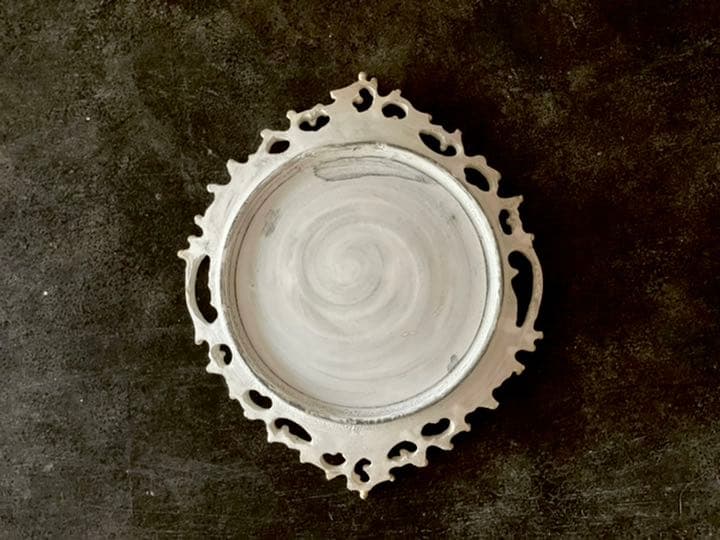 A ひし形 銀彩 イッチン 入手困難 陶芸家 伊藤剛俊 陶器 アートプレート13