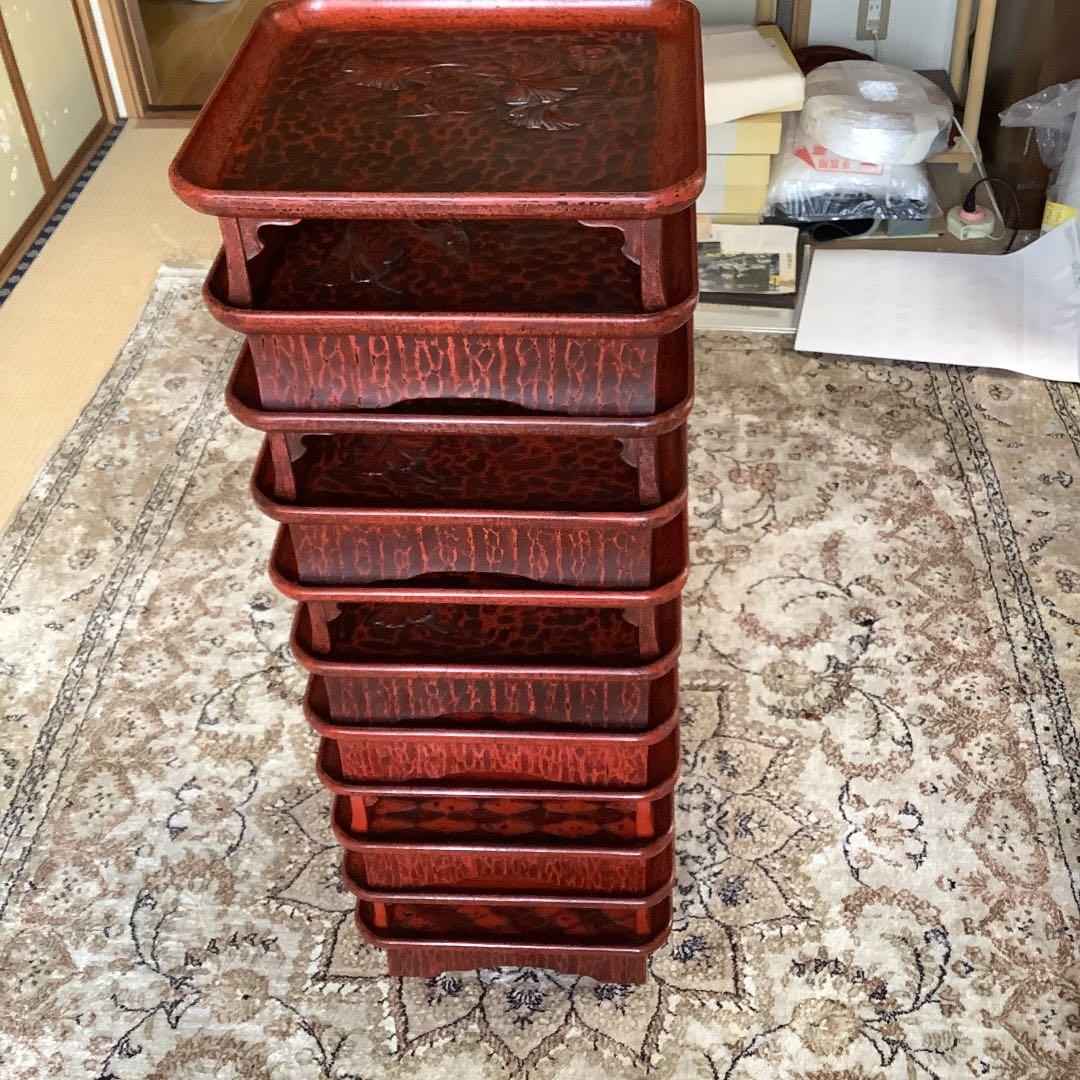 鎌倉彫漆塗り　宗和膳　十一脚