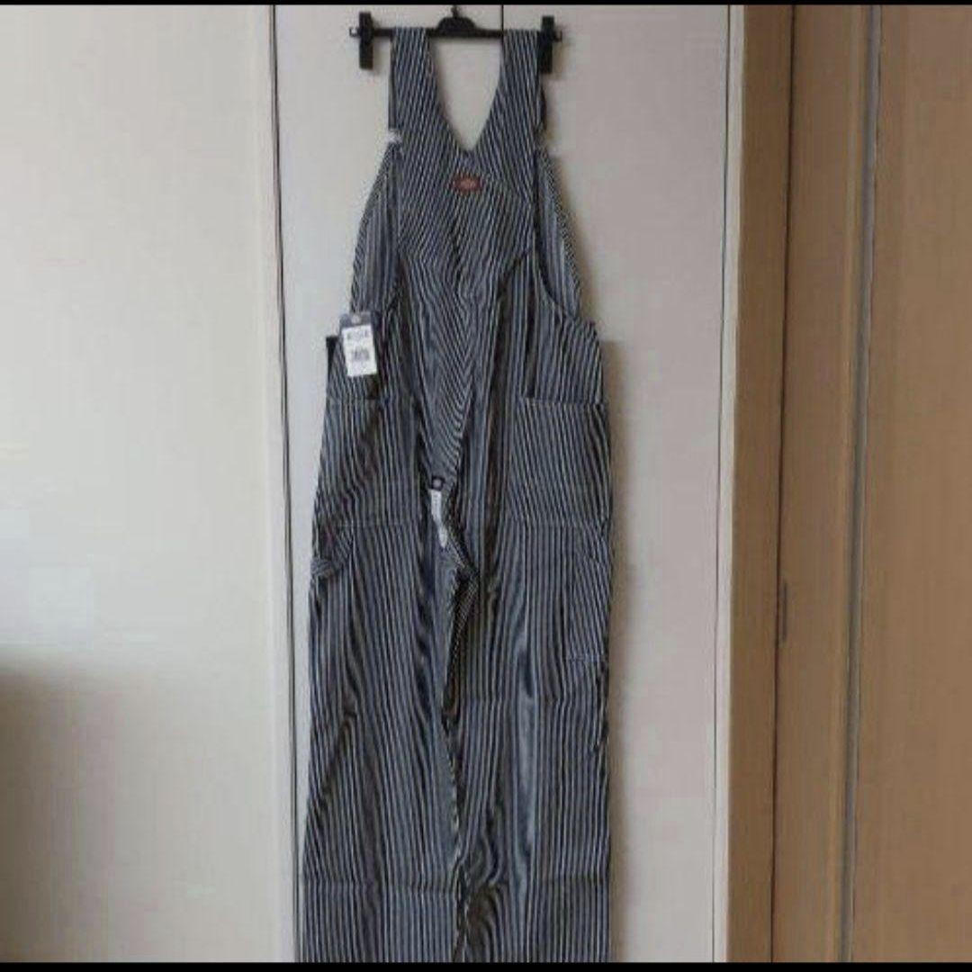 新品 34x32 HS ヒッコリーストライプ ディッキーズ オーバーオール