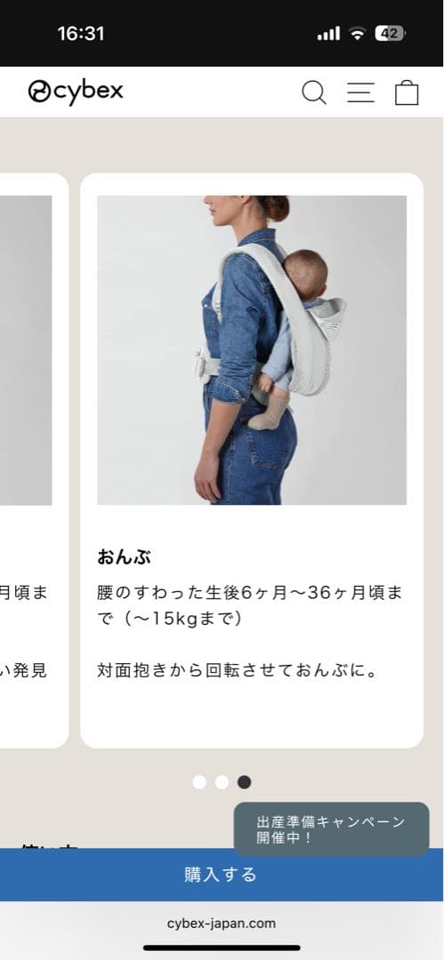 Cybex Coya Carrier グレー