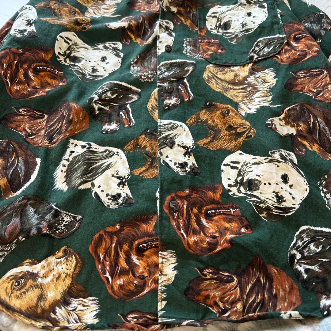 希少 バナナリパブリック sizeM犬 総柄 古着 シャツ 80-90年代