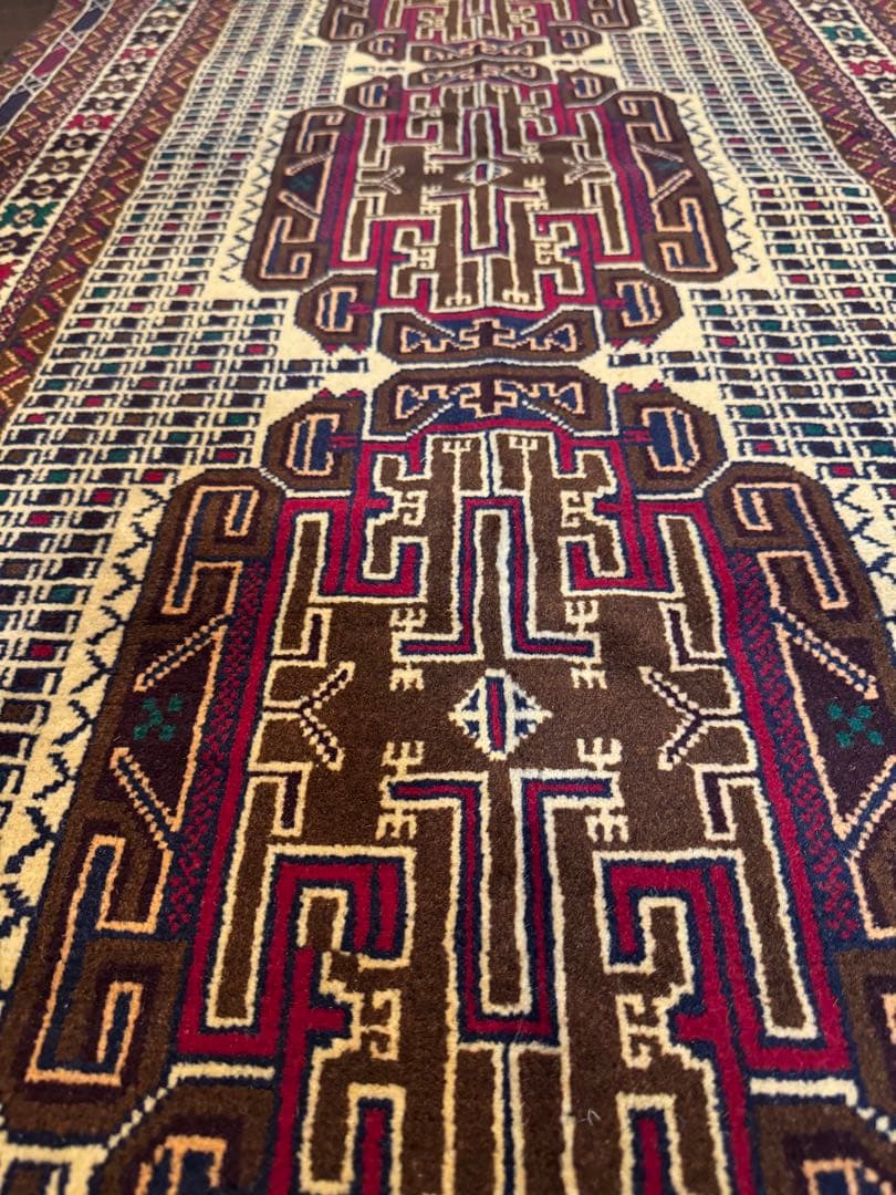 手織りダブルノット バルーチ族織トライバル絨毯　アフガンウール163×85cm