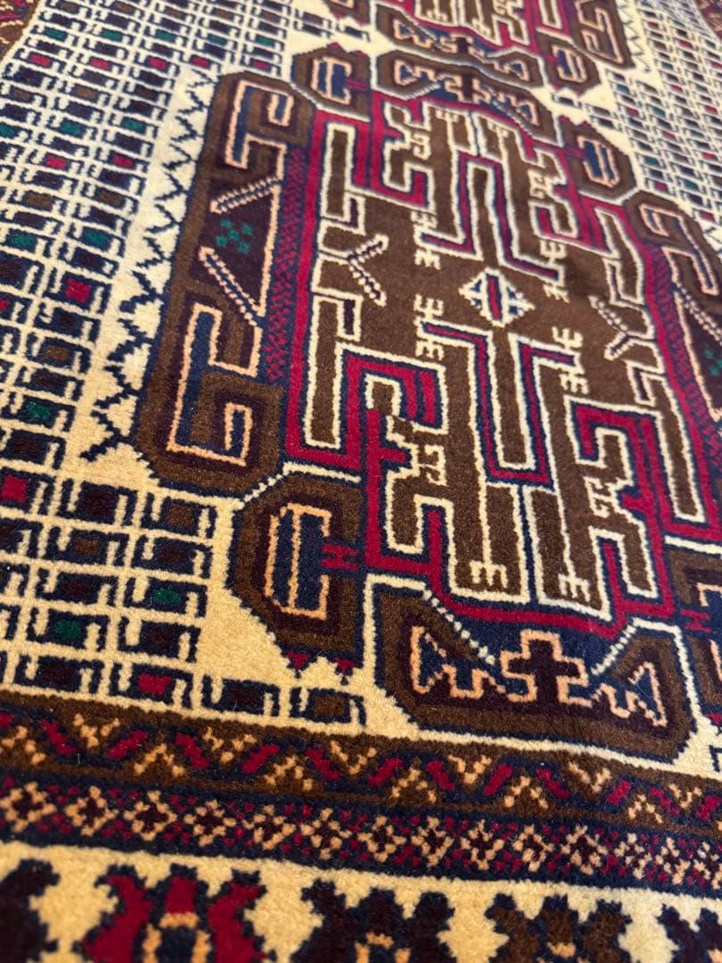 手織りダブルノット バルーチ族織トライバル絨毯　アフガンウール163×85cm