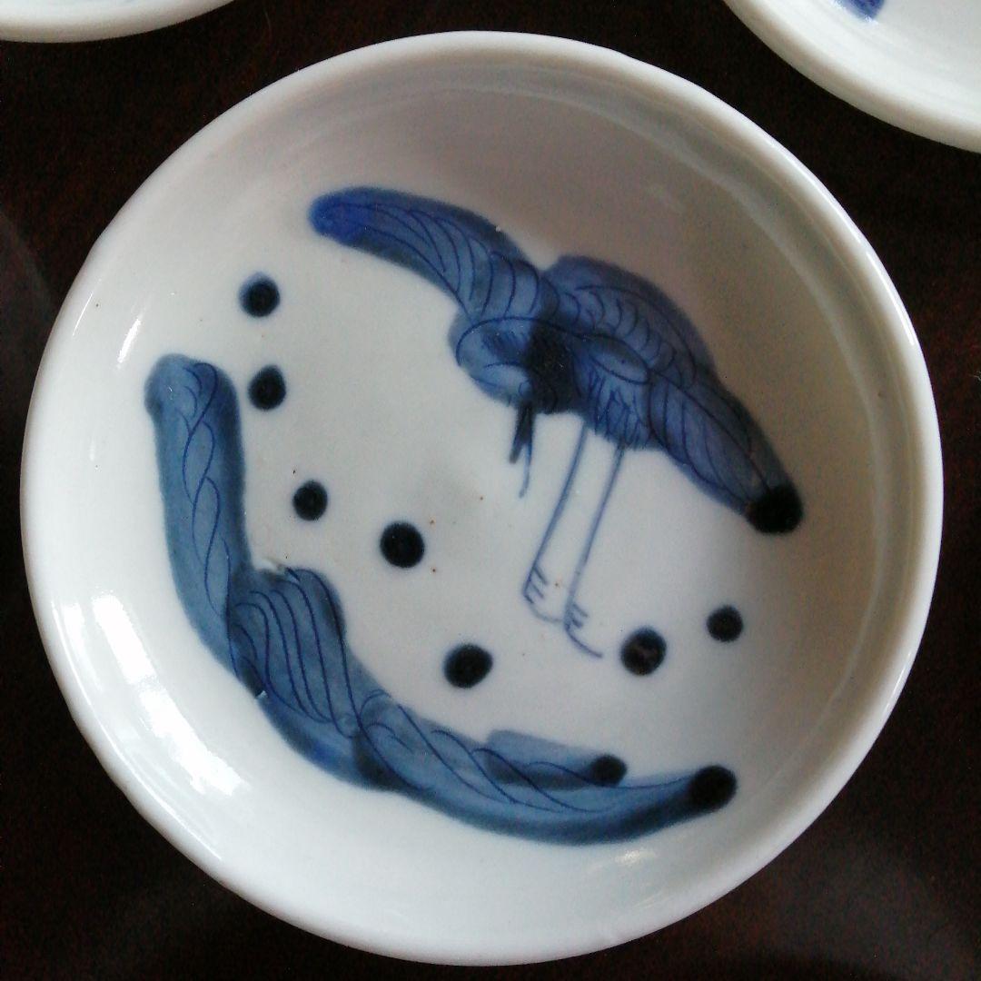 伊万里　染付飛鳥画皿　11枚　13cm　幕末～明治期