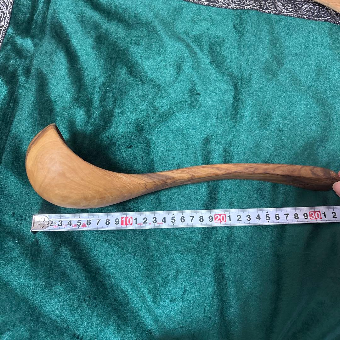オリーブウッド　レードル　スプーン 約30cm 調理用
