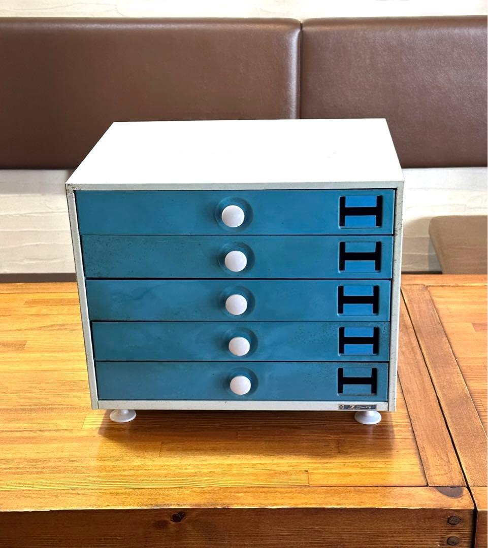 レトロポップ　スチールキャビネット　レターケース　引き出し　脚付き　書類棚