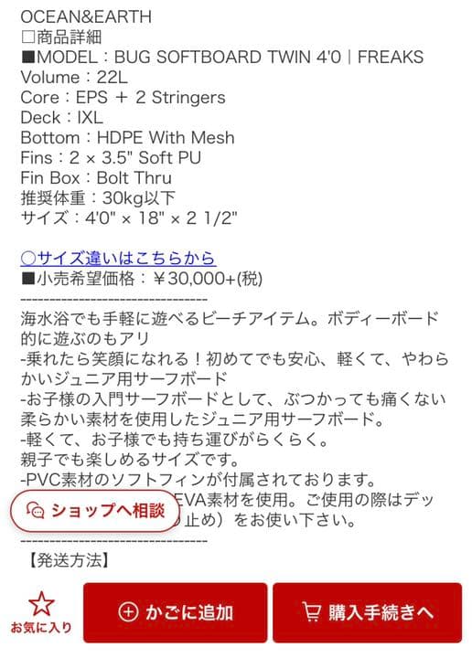 1回のみ使用 キッズ用 OCEAN EARTH ソフトボード The BUG