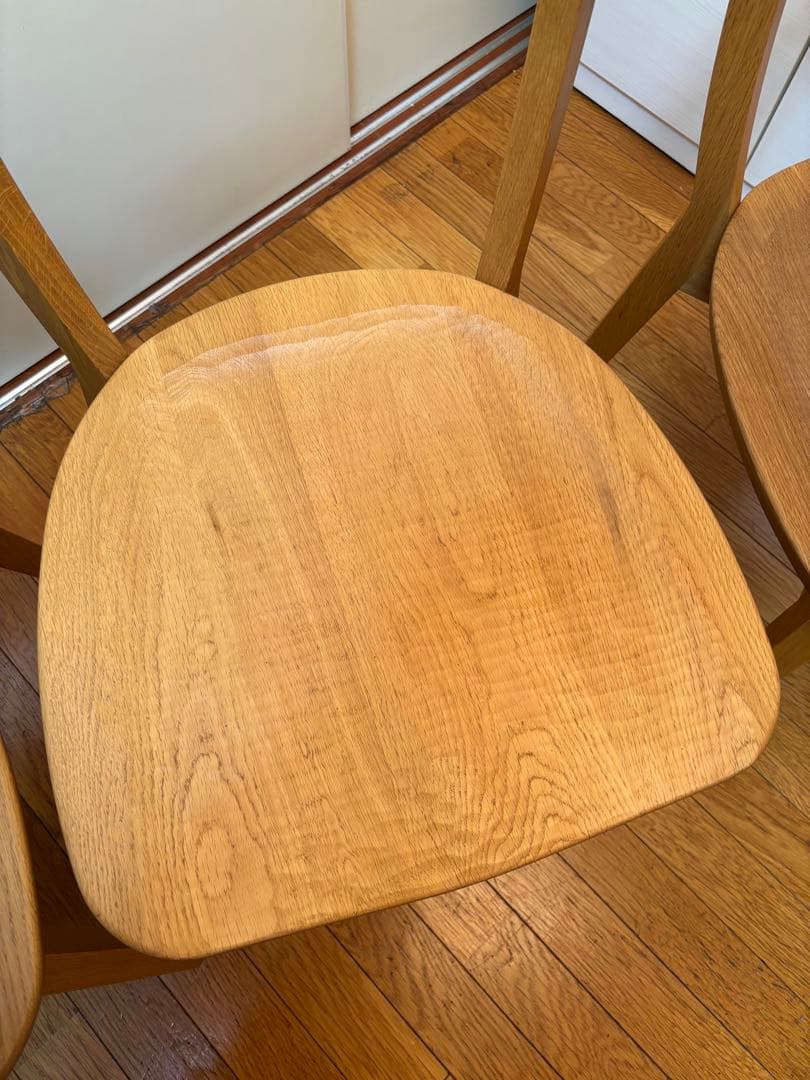 天然楢材 木製ダイニングチェア 3脚セット