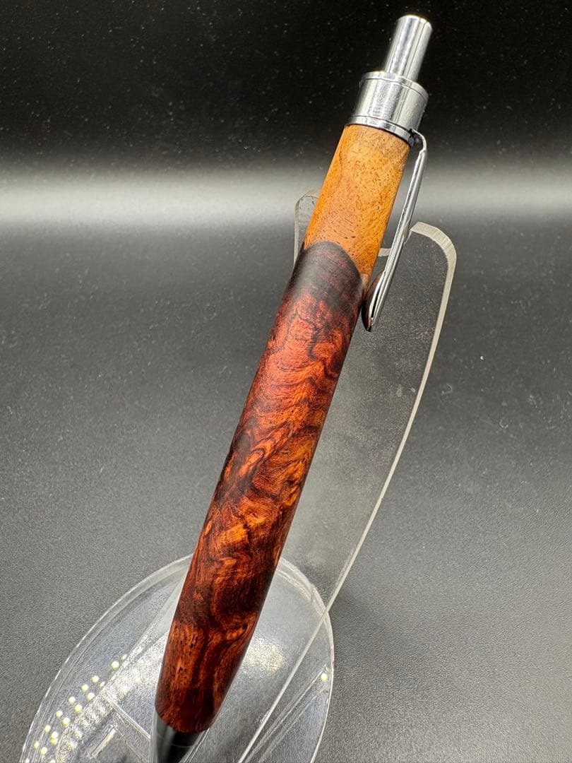 516特上　ホンジュラスローズウッド　瘤杢　木軸シャーペン　ボールペン　ツートン