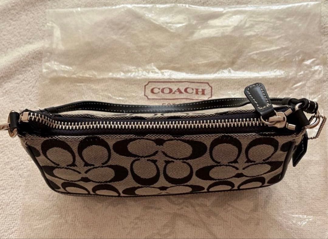 【極美品】COACH コーチ アクセサリーポーチ キャンバス 黒 6094