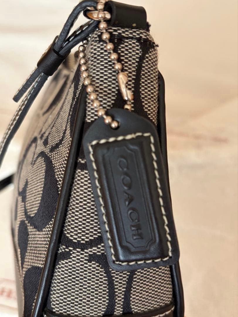 【極美品】COACH コーチ アクセサリーポーチ キャンバス 黒 6094