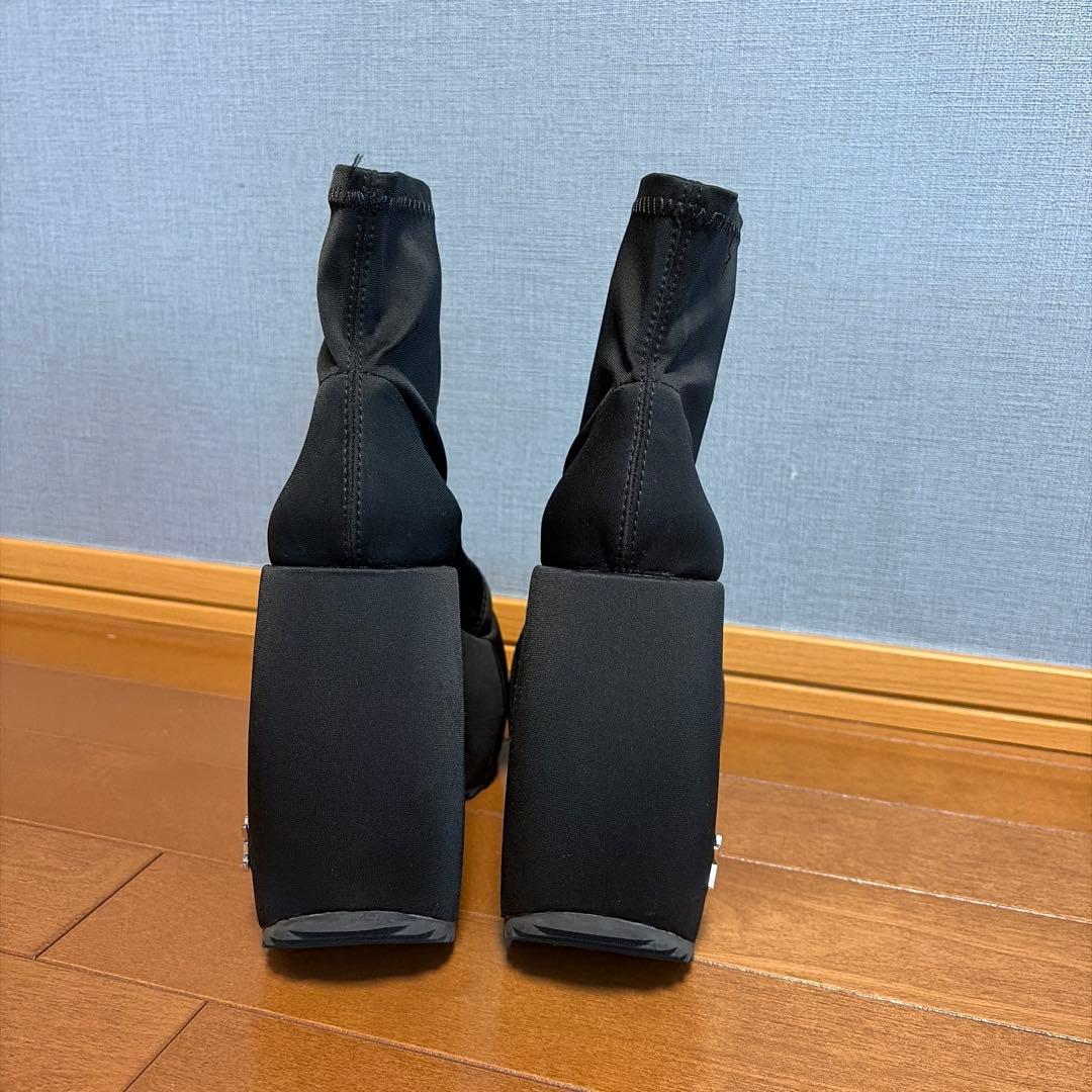 靴 YELLO TOKYO BLACK PLATFORM SHORT BOOTS S