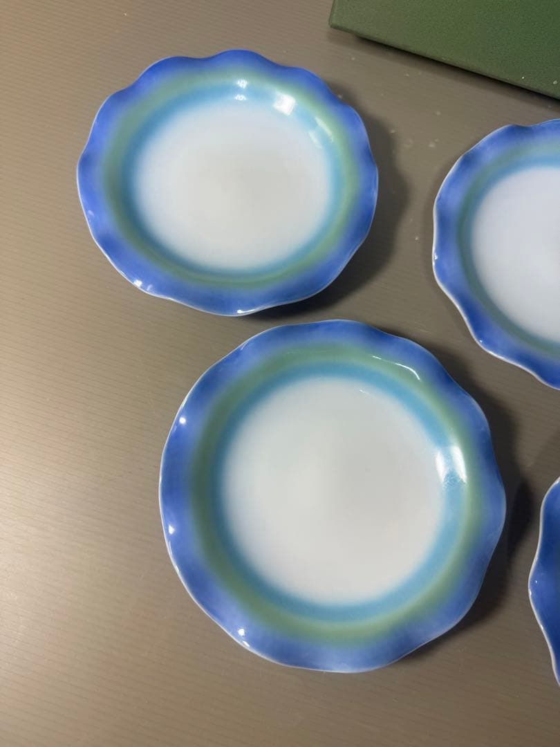 2537 深川製磁　アクアブルー　取り皿揃5枚組　未使用品