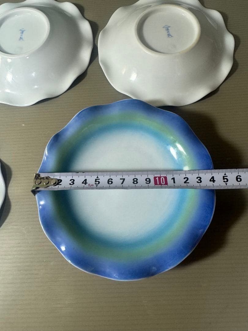 2537 深川製磁　アクアブルー　取り皿揃5枚組　未使用品