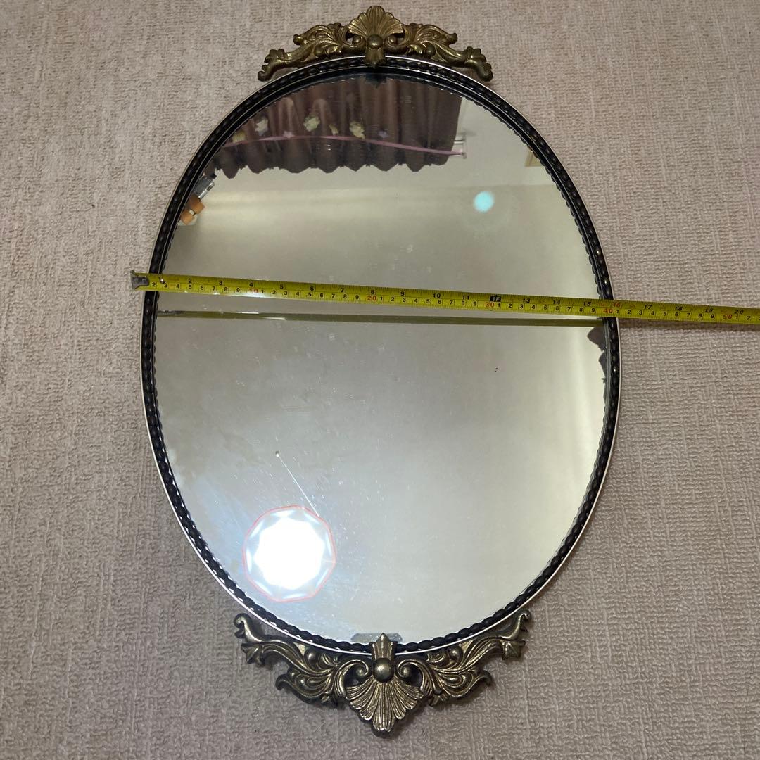 装飾的ゴールドフレーム壁掛け鏡　金色　アンティーク　ロココ調　輸入品