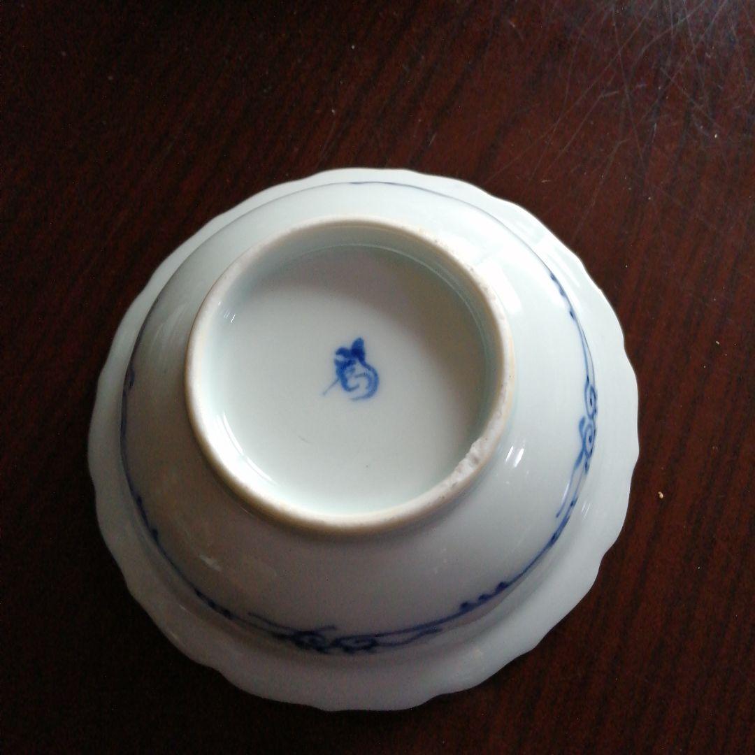 伊万里　染付輪花縁小鉢　9客　13cm　大正〜昭和初期